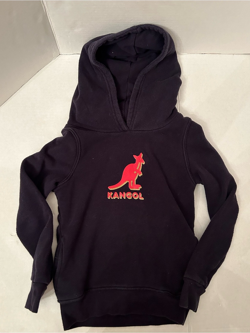 Kangol Kids Black Hoodie with Red Kangaroo Patch